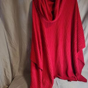 Lamoda Women's Flowy Loose Fit Warmth Red Top Bohemian Casual Shawl